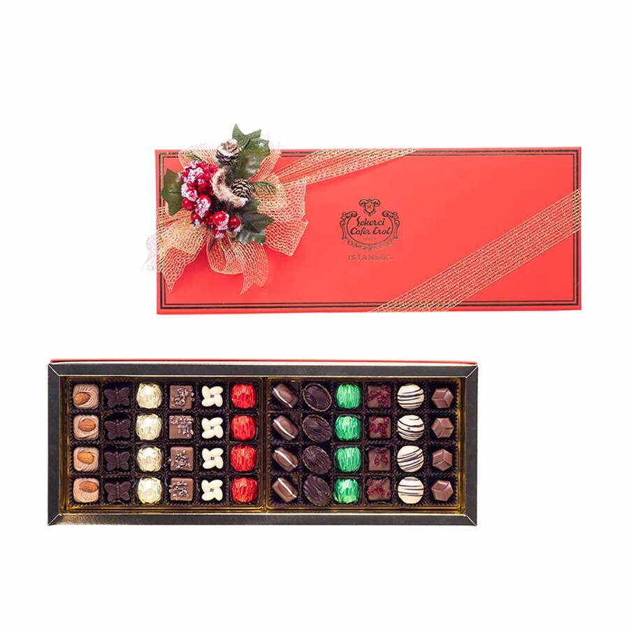 Spécial Chocolat Boîte Rouge avec Piqûre Verticale 48 Pièces