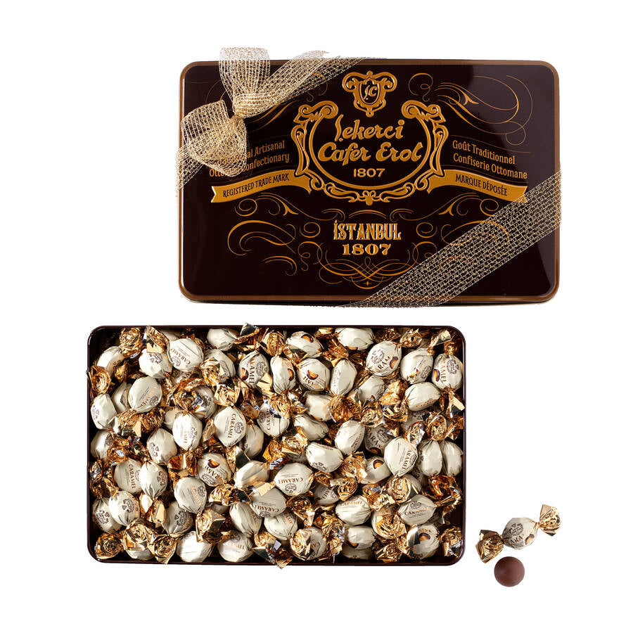 Chocolat Caramel XL dans Une Boîte En Fer Blanc Rétro