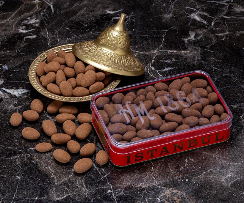 Cinnamon Almond Chocolate Dragee - Large Metal Box