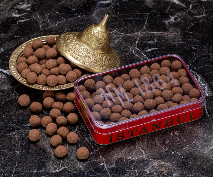 Cinnamon Hazelnut Chocolate Dragee - Large Metal Box