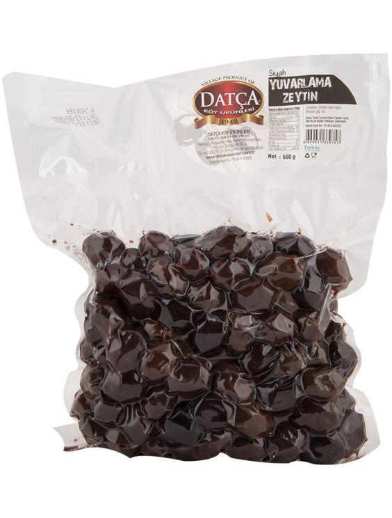 Datça svarta rundade oliver - 500 g | handplockade, saltlakehärdade, färdiga att äta