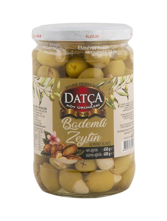Ekologiska oliver med mandel 650 g.