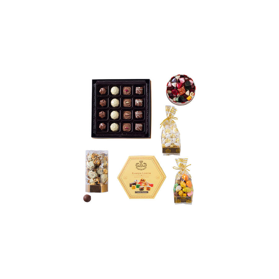 Guloseimas e iguarias gourmet para todas as ocasiões num cesto de oferta requintado