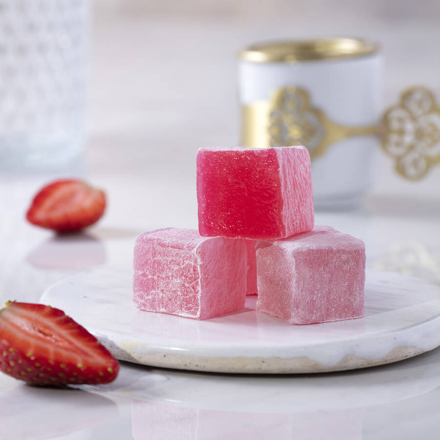 Fruktinfuserad turkisk läckerhet med jordgubbssmak 1 kg