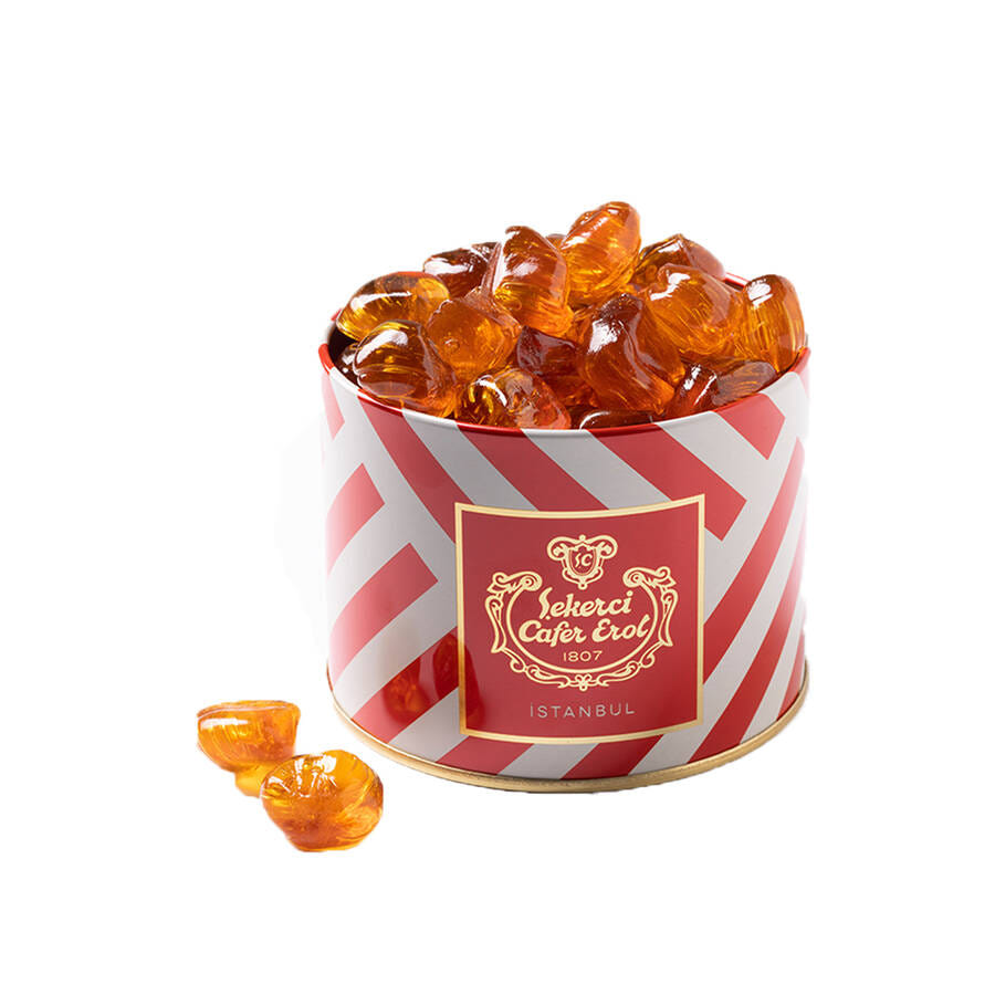 Orange Flavored Rock Candy in Crystal Lid Tin Box