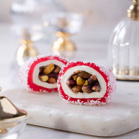 Αυθεντικό Pasha Sarma Wicked Coconut Coated Pomegranate and Pistachio Turkish Delight 1 Kg.