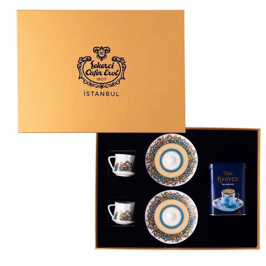 Gedessineerde Koffiekop Set met Koffiegeschenk 2 Stuks