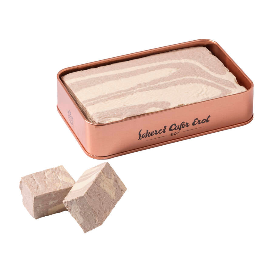 Tahini Halva med kakao i bronslåda 500 g.