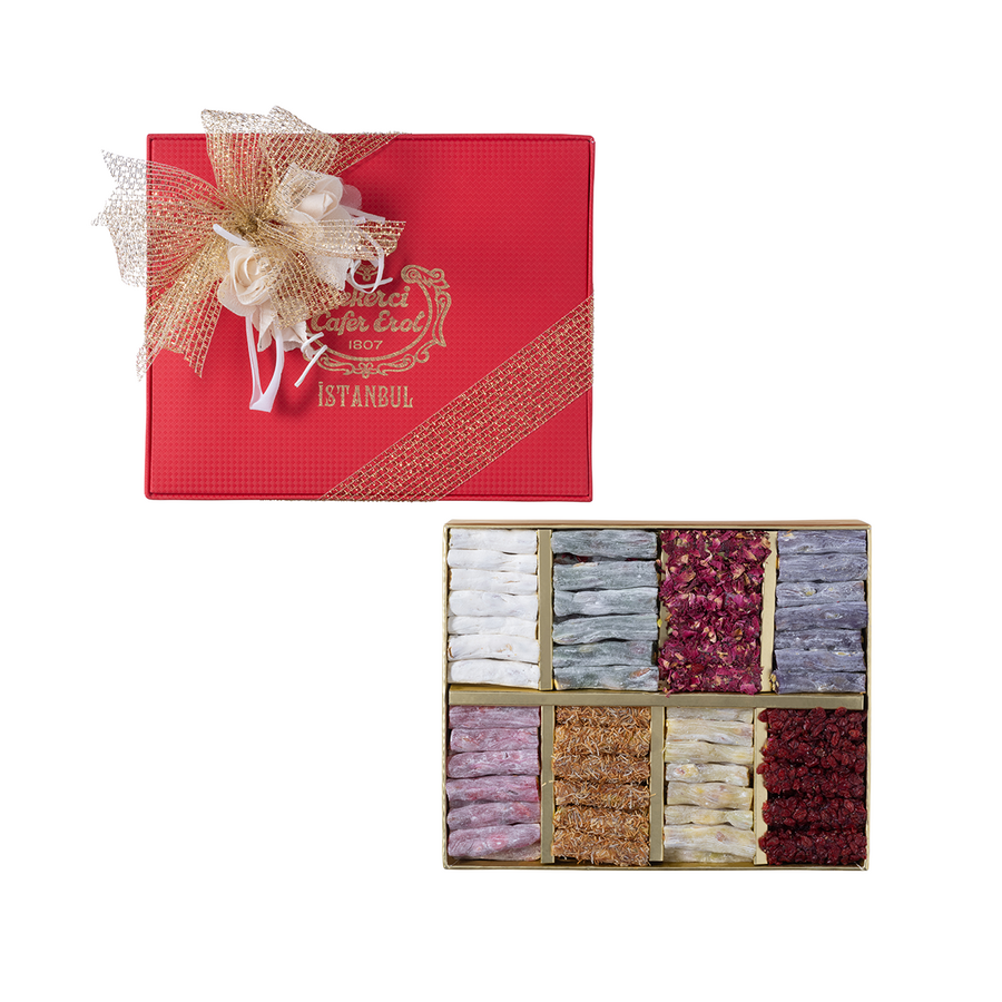 Delicia Turca Tradicional De Dedos Mixtos En Caja Roja De Ocho Compartimentos