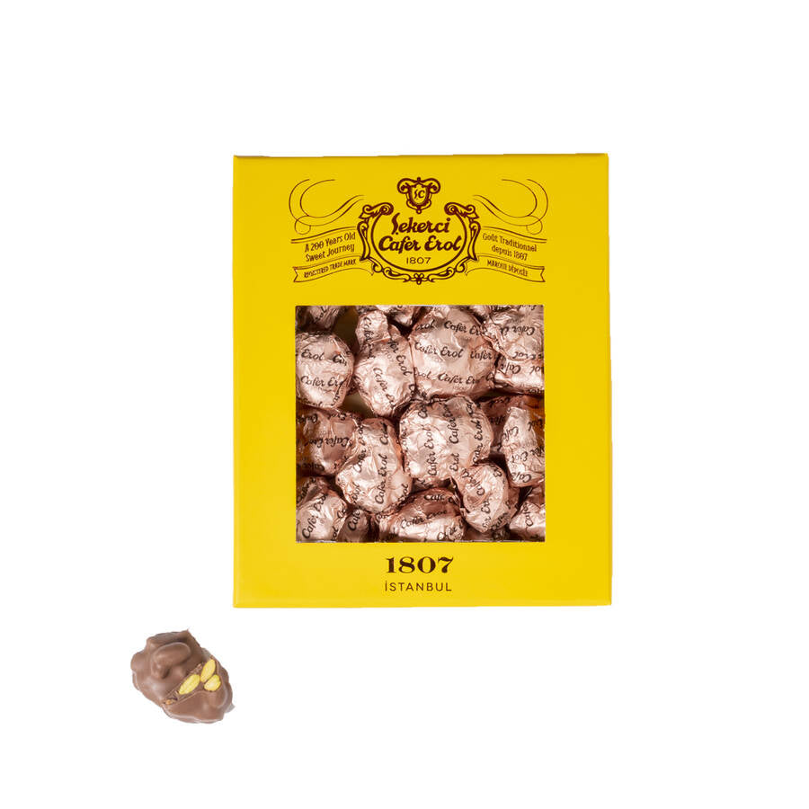 Premium chokladgodis i gul fönsterlåda 350 g.