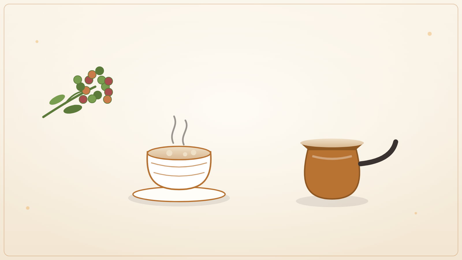 A pale, creamy cup of menengiç coffee served in a traditional Turkish cup on a copper tray