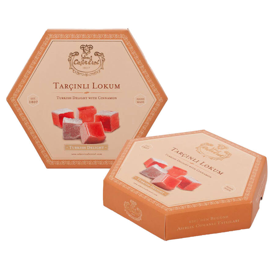 Boîte Hexagonale De Délices Turcs à La Cannelle