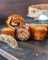 Hasselnötsinfuserad fruktläderdessert Nutty Rolled Pestil 500 G.