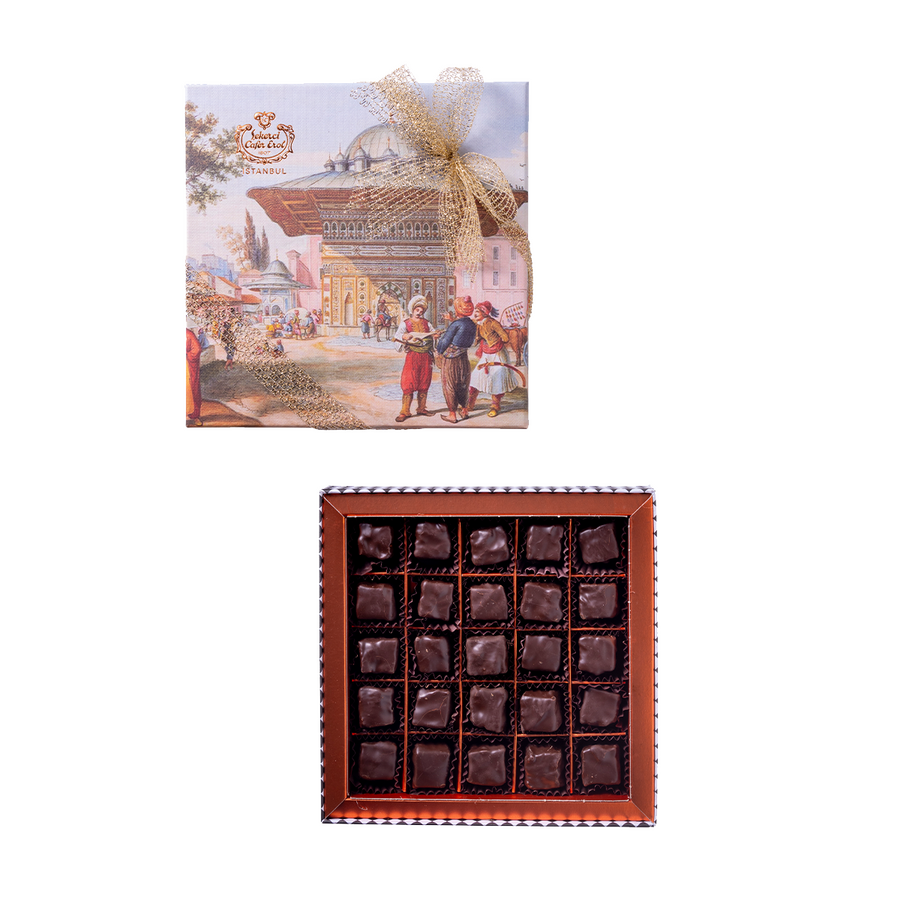 Turecki przysmak pistacjowy w czekoladzie w pudełku Osmanlı Meydan Box
