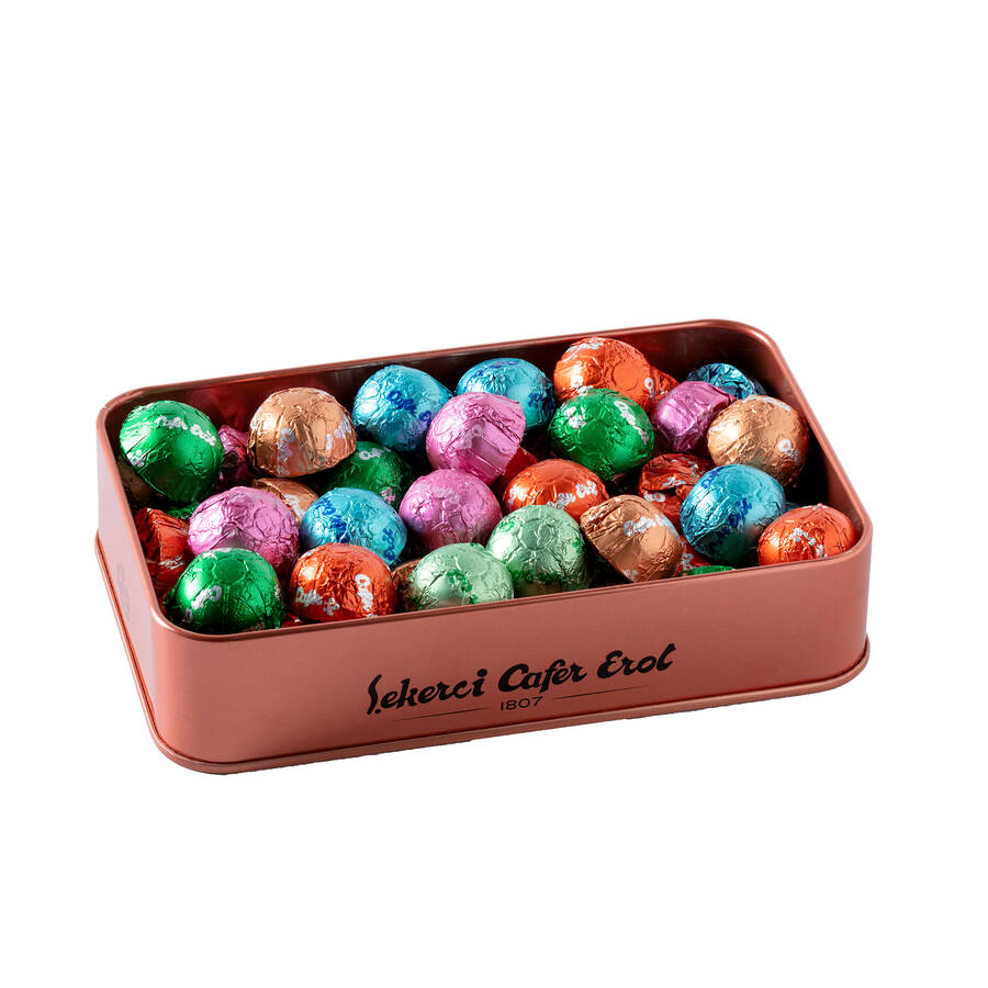 Premium Chocolate in Bronze Tin Box 250 G.