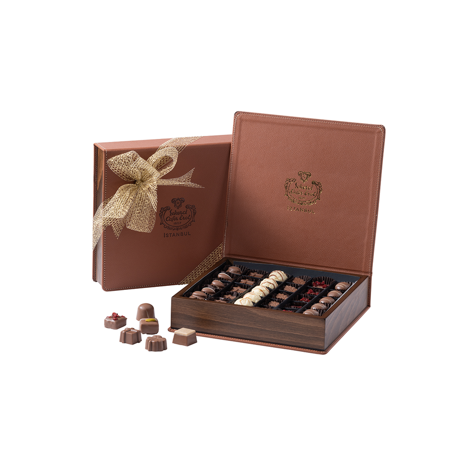 Cioccolato Speciale Premium Fatto a Mano In Scatola di pelle marrone