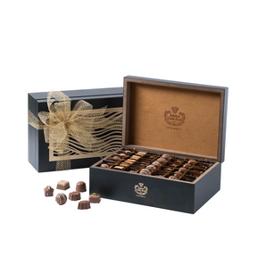 Premium Handmade Chocolate in Patterned Green Wooden Box