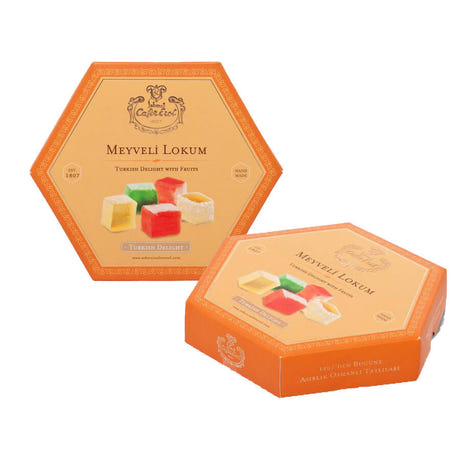 Premium Mixed Fruit Turkish Delight in Hexagonal Gift Box