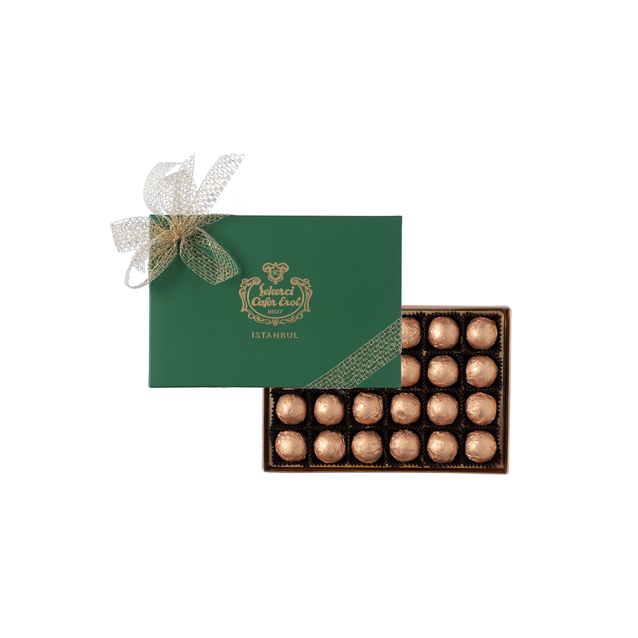 Premium Tahini Truff Chocolate in Green Thin Box 24 Pieces