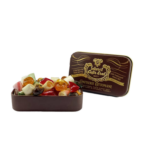 Assorted Flavors Mixed Rock Candy in Vintage Retro Tin